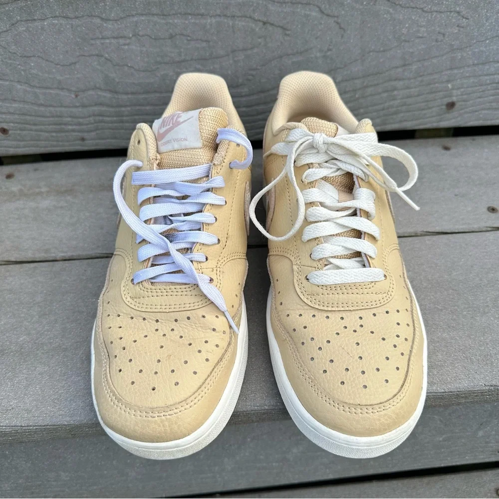 Nike Court Vision Low 'Sesame Camo' Sneakers Tan/Pink Collectible Streetwear
